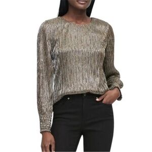 Banana Republic Shimmer Gold & Black Metallic Long Sleeve Womens Top Sz Medium